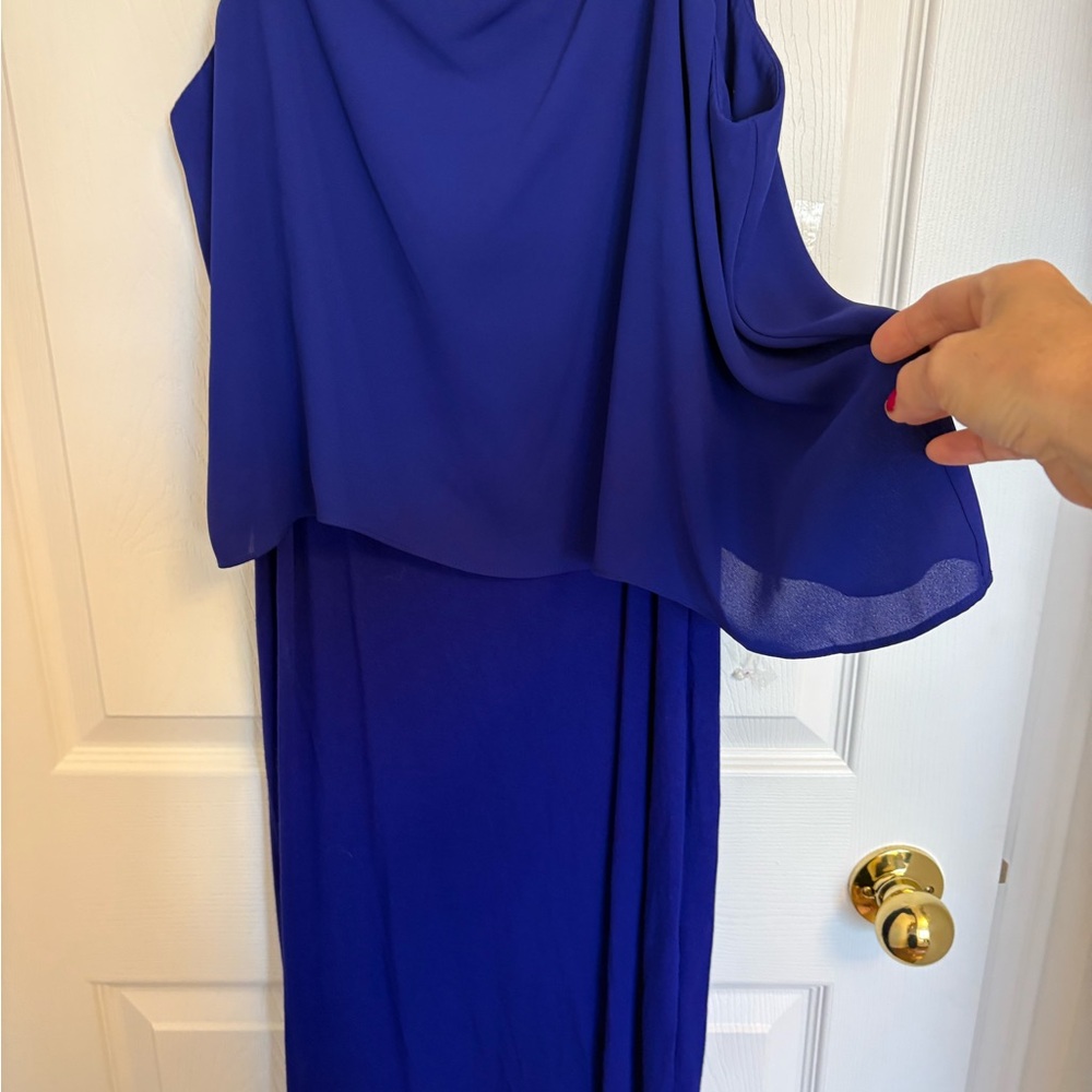 Navy Blue Layered Slip Dress - Women's Elegant Summer Dress - Picture 3 of 5